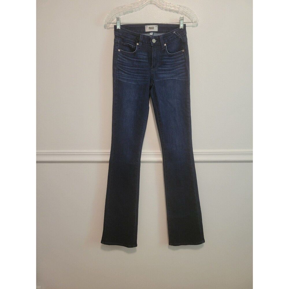 New women's sz 24 /00 Paige light flare dark navy denim pocketed jeans - Picture 2 of 6